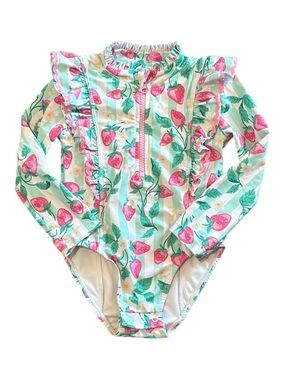 Tommy Bahama >Baby Girl Long-Sleeve Strawberry One-Piece Swimsuit Rashguard 24mo